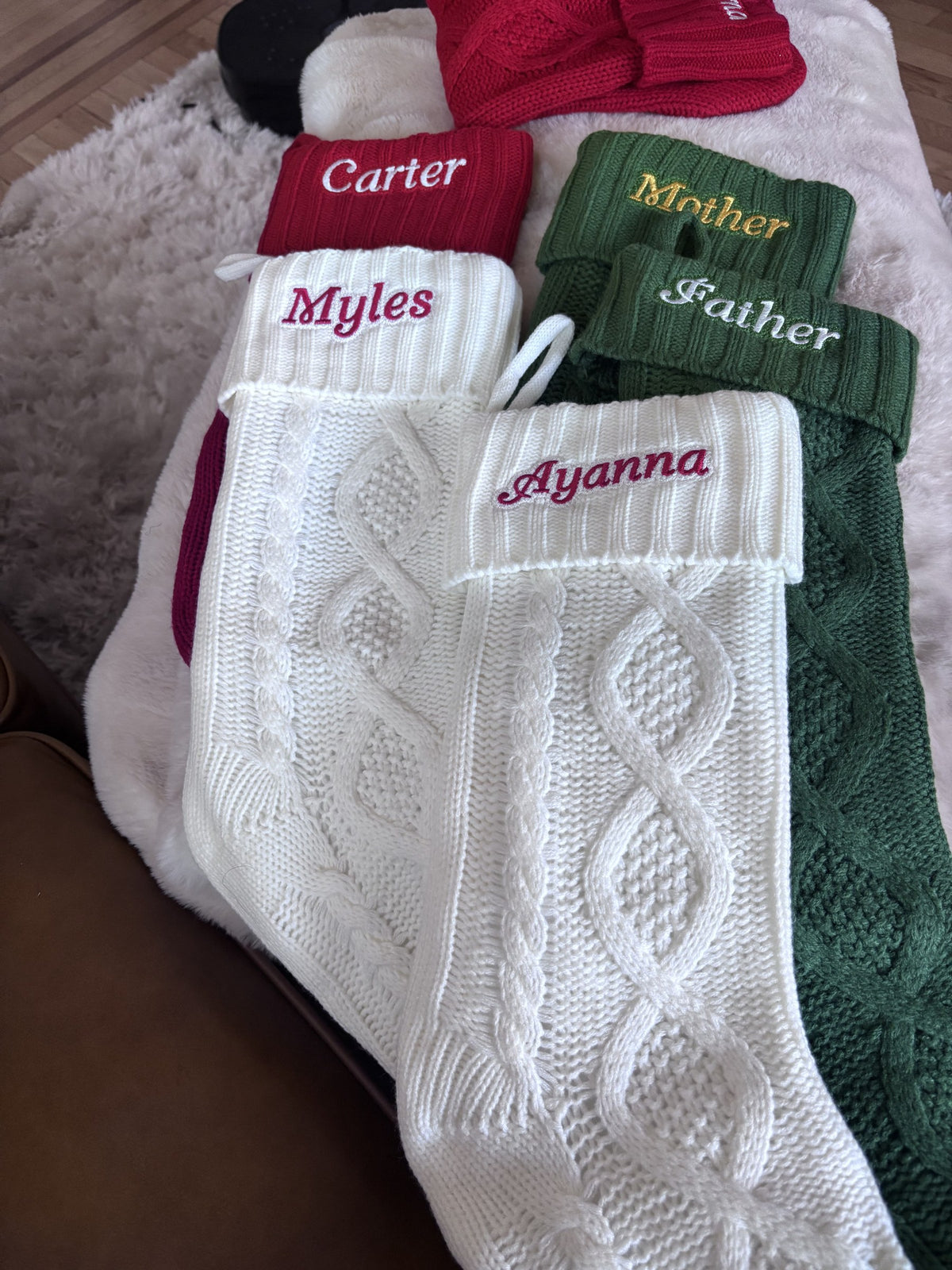 Personalized Embroidered Christmas Stocking — Cable Knit Family Stocking With Name