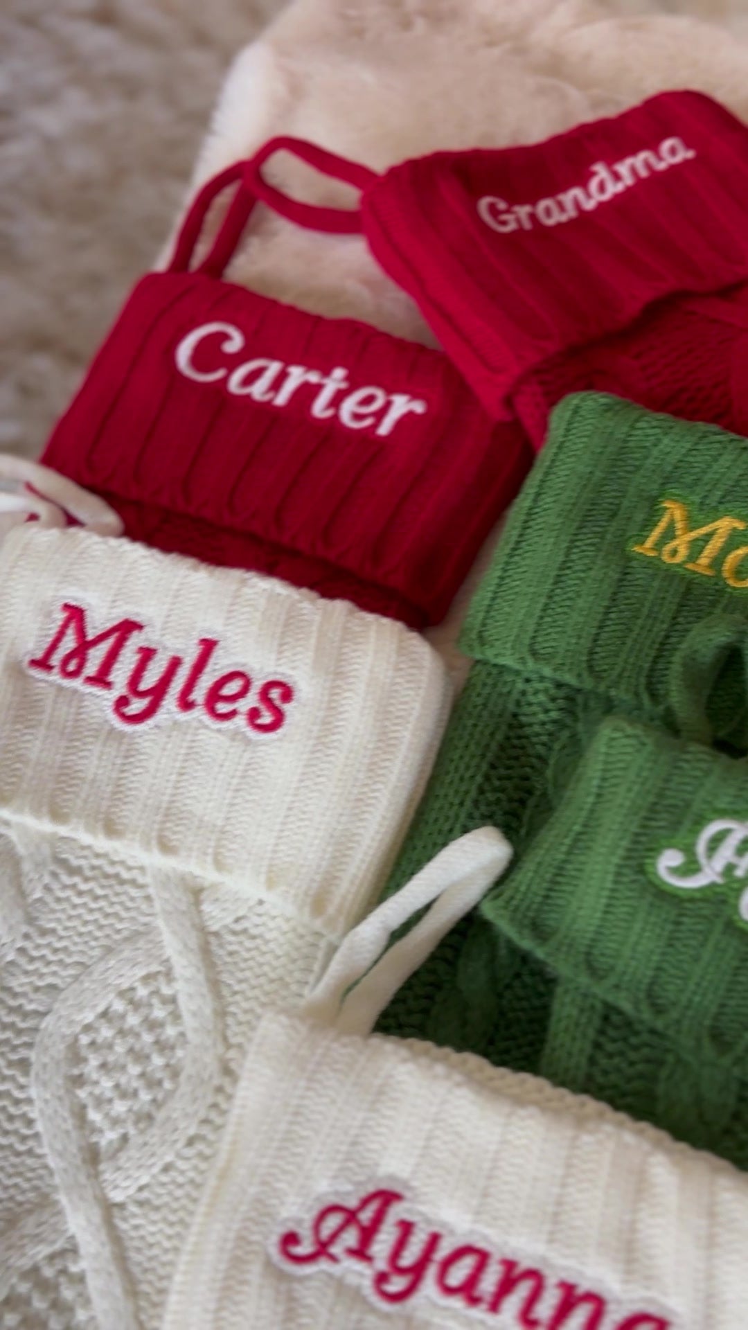 Personalized Embroidered Christmas Stocking — Cable Knit Family Stocking With Name