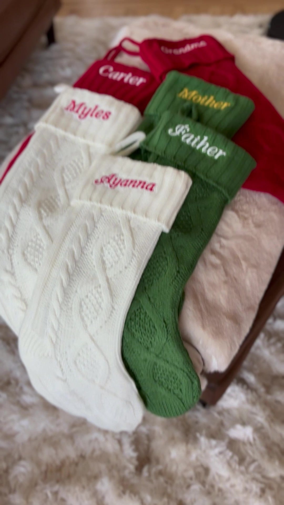 Personalized Embroidered Christmas Stocking — Cable Knit Family Stocking With Name