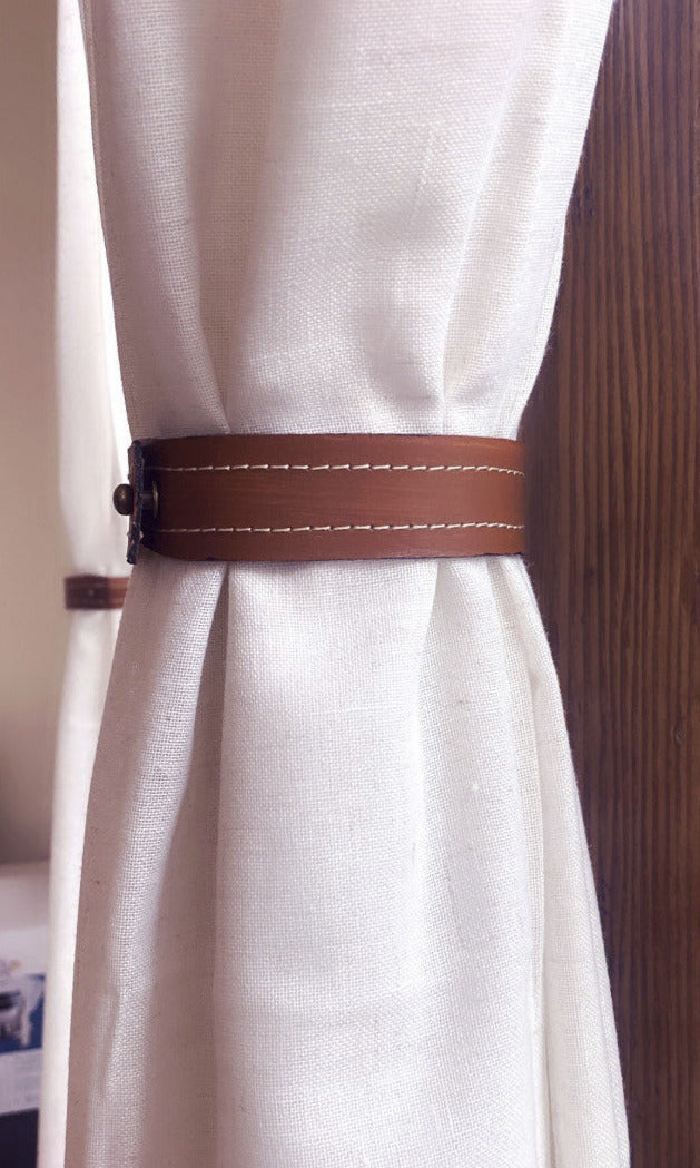 Handmade Leather Curtain Tiebacks (Pair)