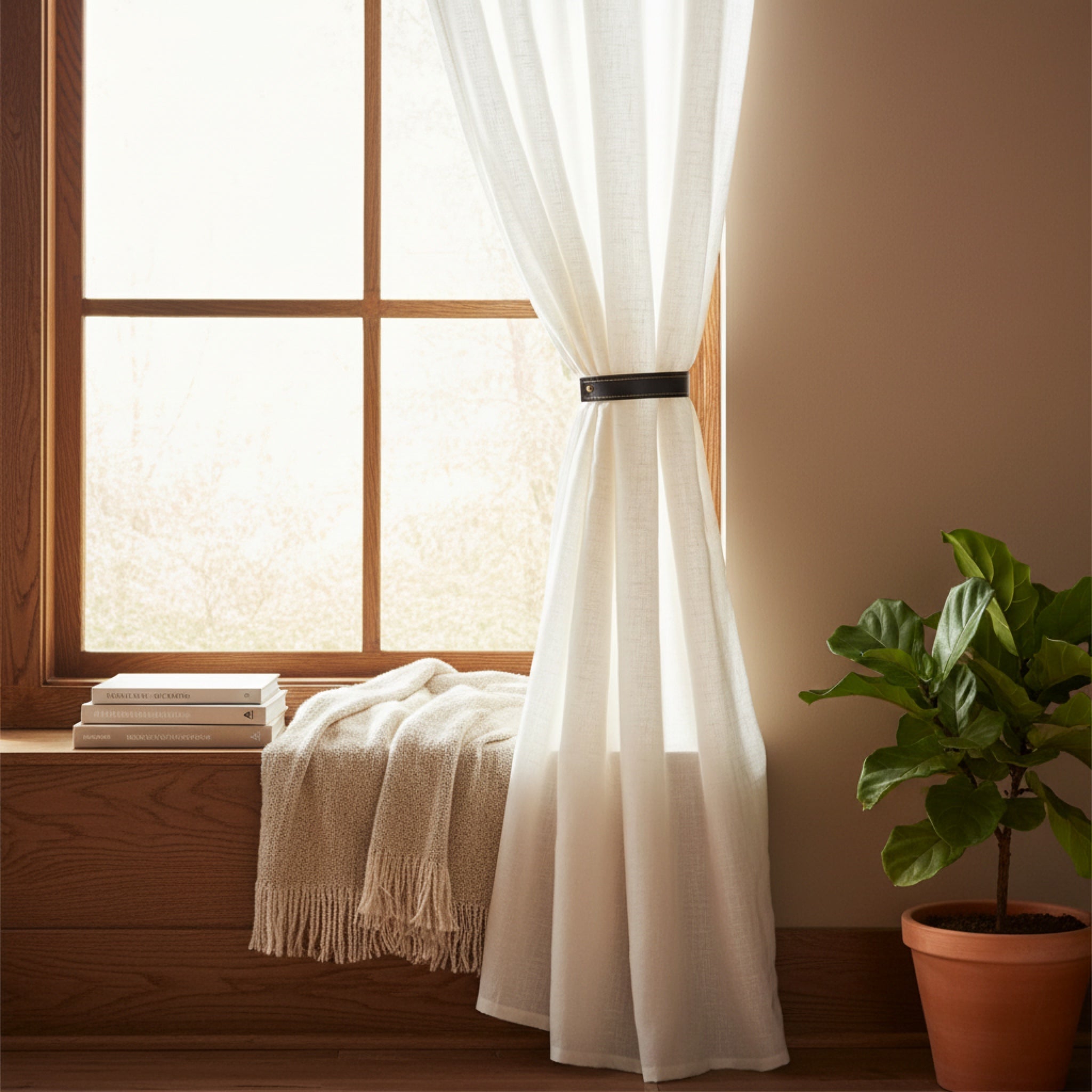 Handmade Leather Curtain Tiebacks (Pair)