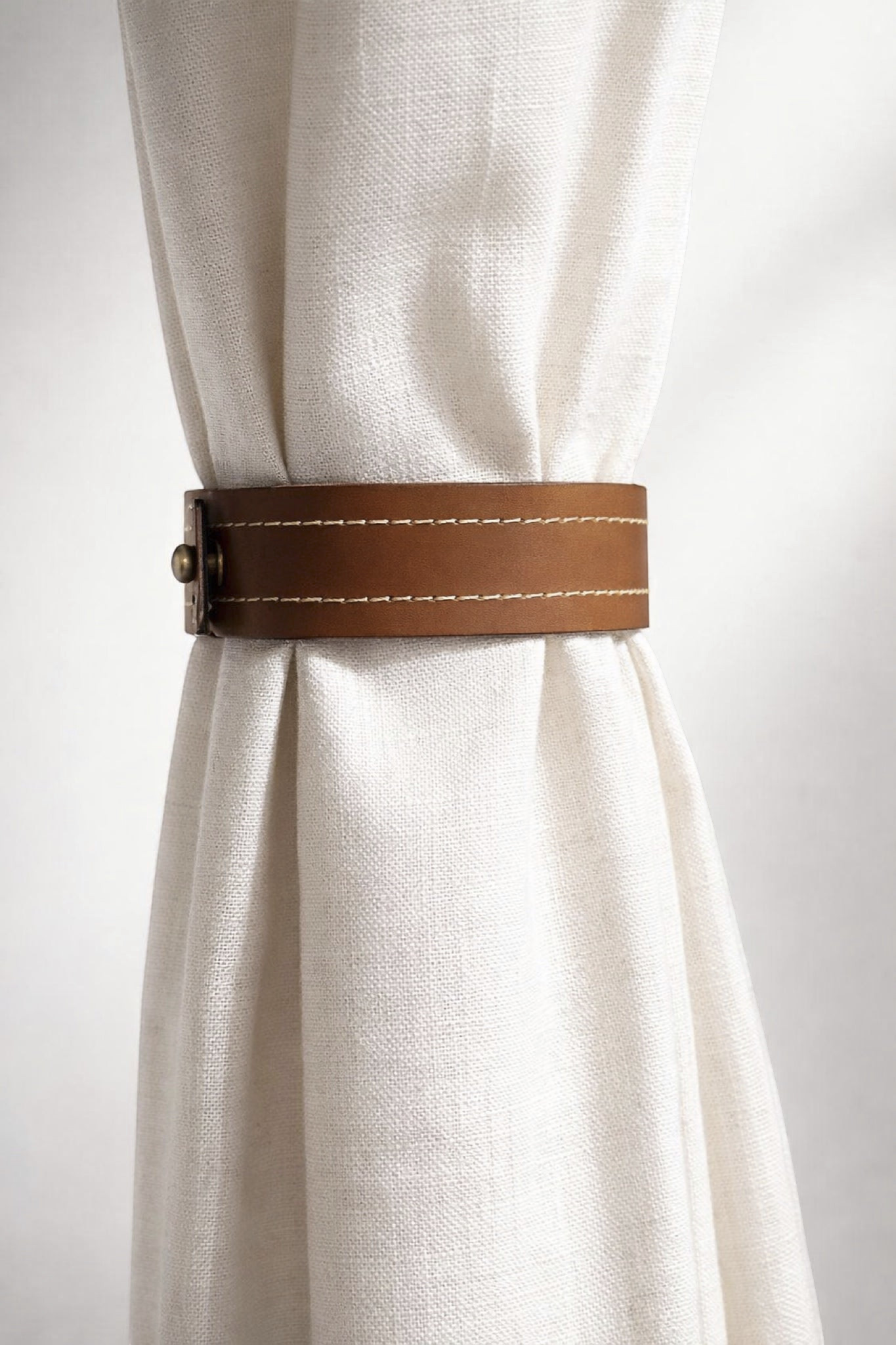 Handmade Genuine Leather Curtain Tiebacks — Artisan Home Décor, Set of 2