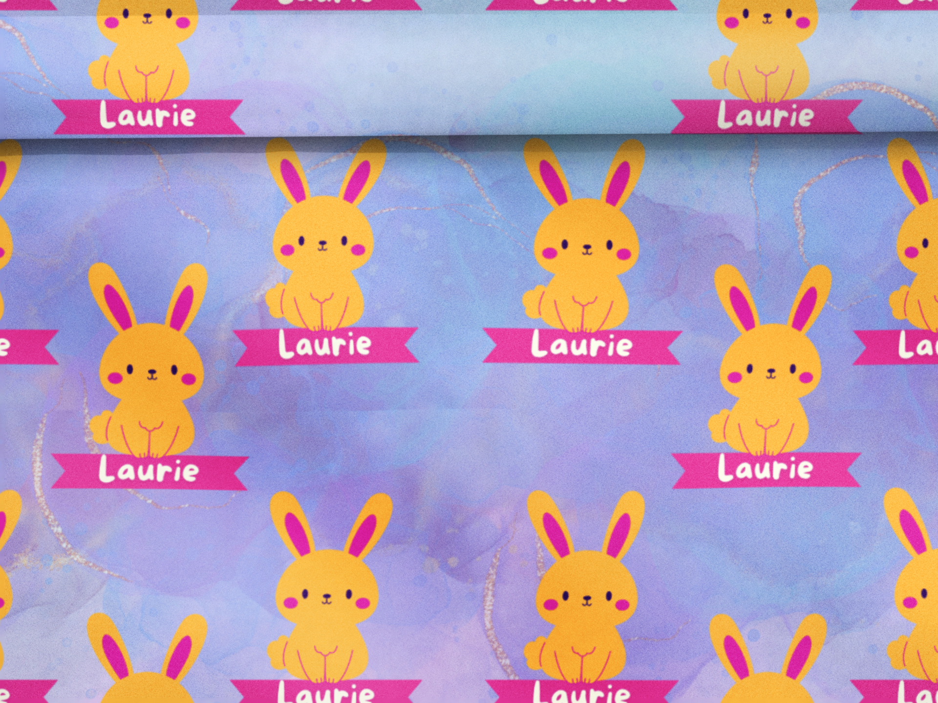 Customizable Bunny Themed Wrapping Paper | Personalized Gift Wrap with Name | 24"x48" Sheets | Perfect for Birthdays, Baby Showers, Holidays
