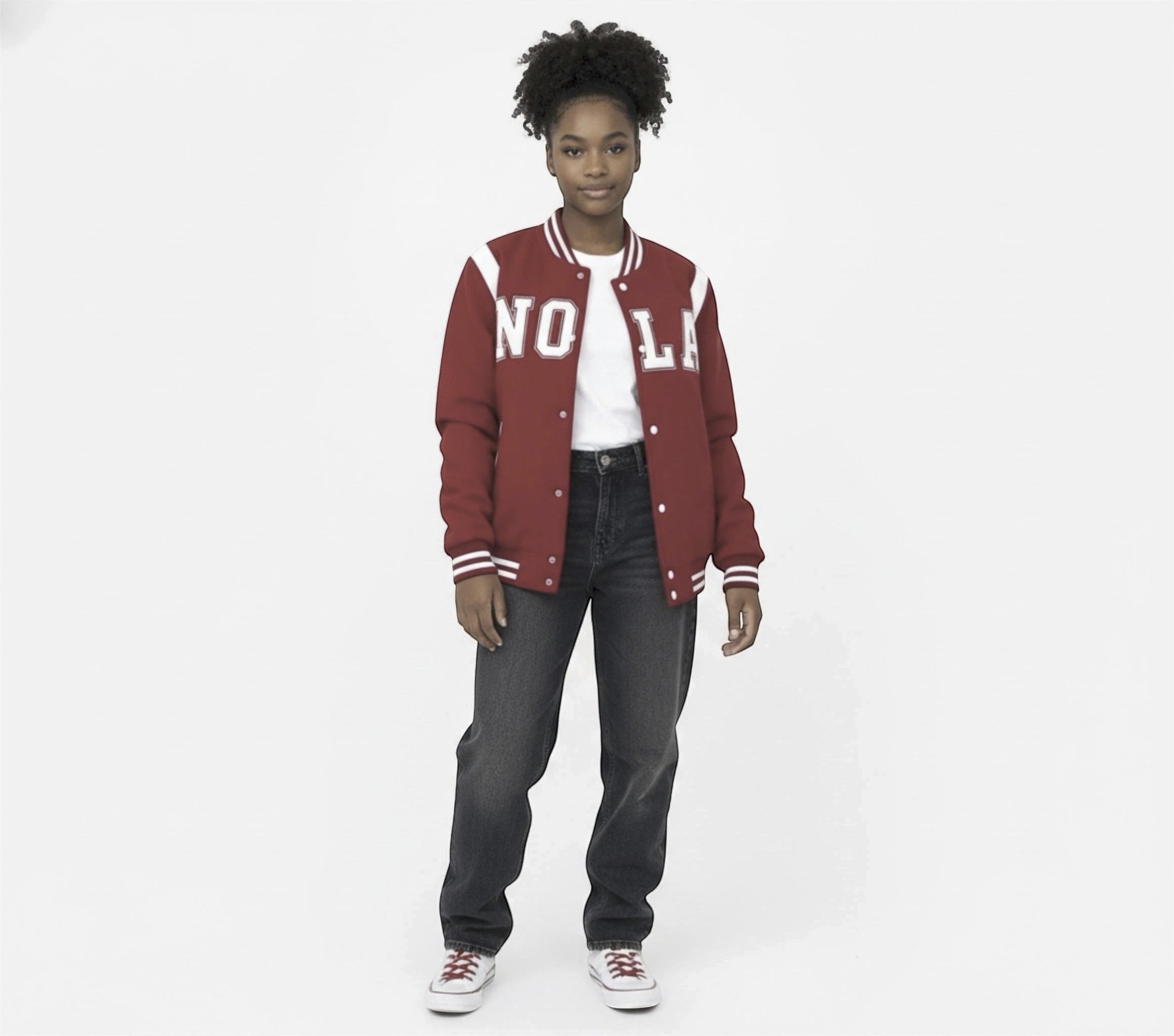 Personalized Women's Varsity Jacket — Custom Embroidered Letterman Bomber
