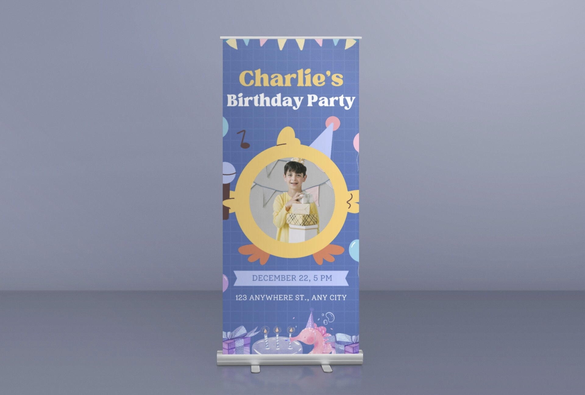 Personalized Birthday Banner for Boys — Premium Vinyl Retractable with Stand