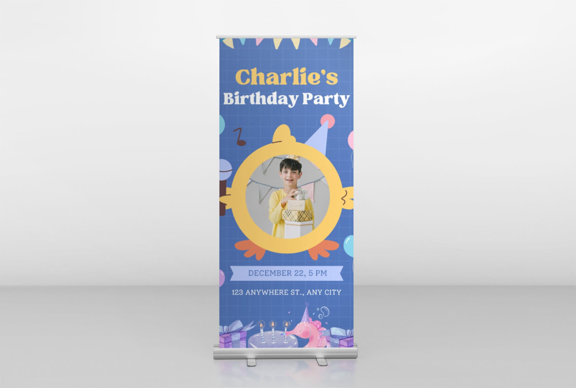 Personalized Birthday Banner for Boys — Premium Vinyl Retractable with Stand