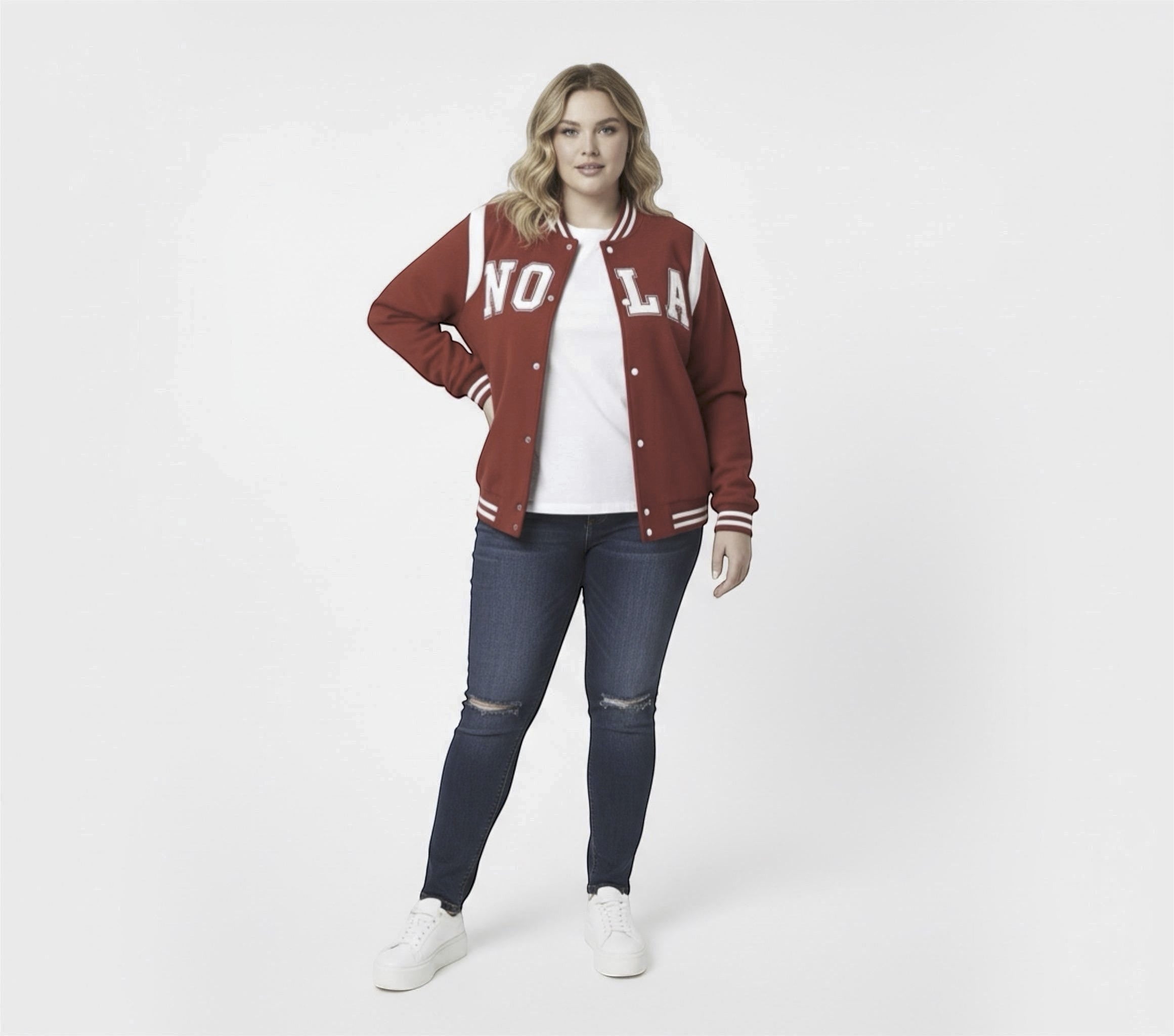 Personalized Women's Varsity Jacket — Custom Embroidered Letterman Bomber