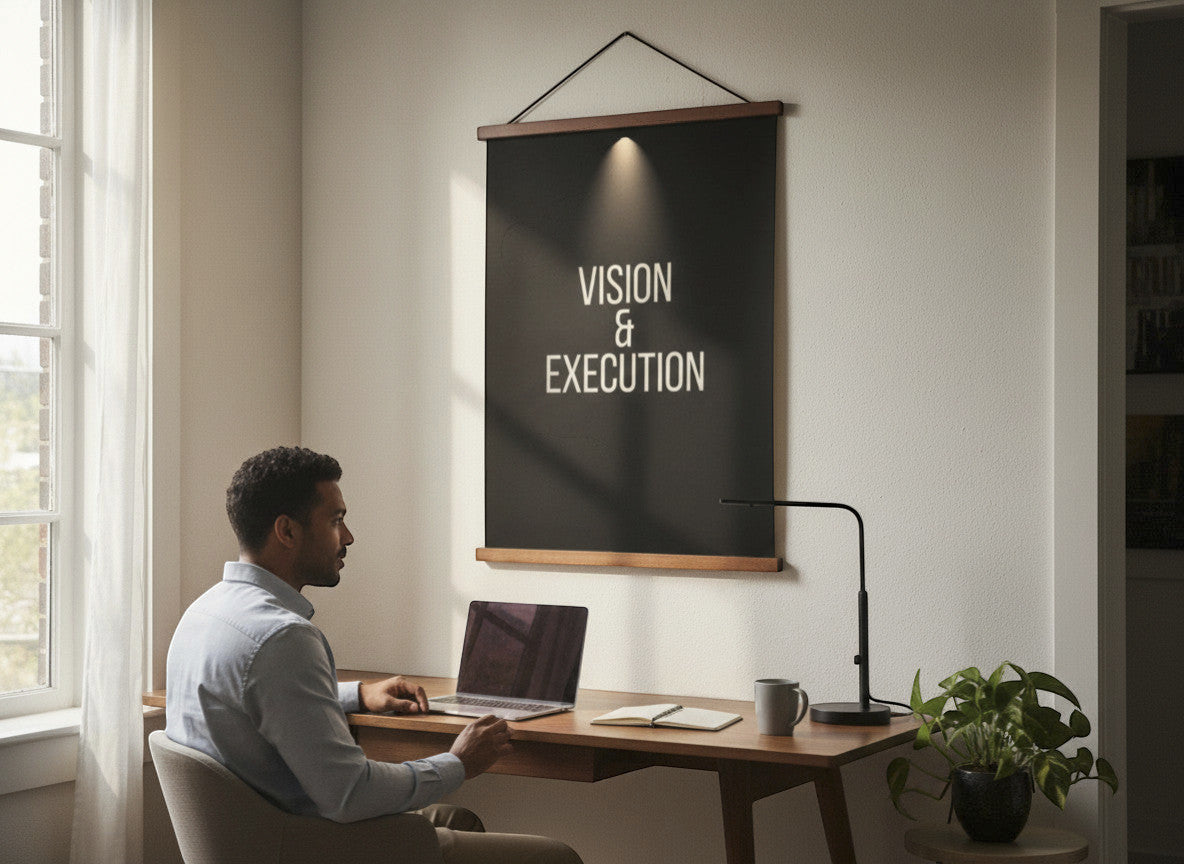 Rejecting Retail Studio customisable poster print with 'Coming Soon' text and spotlight on an armchair.