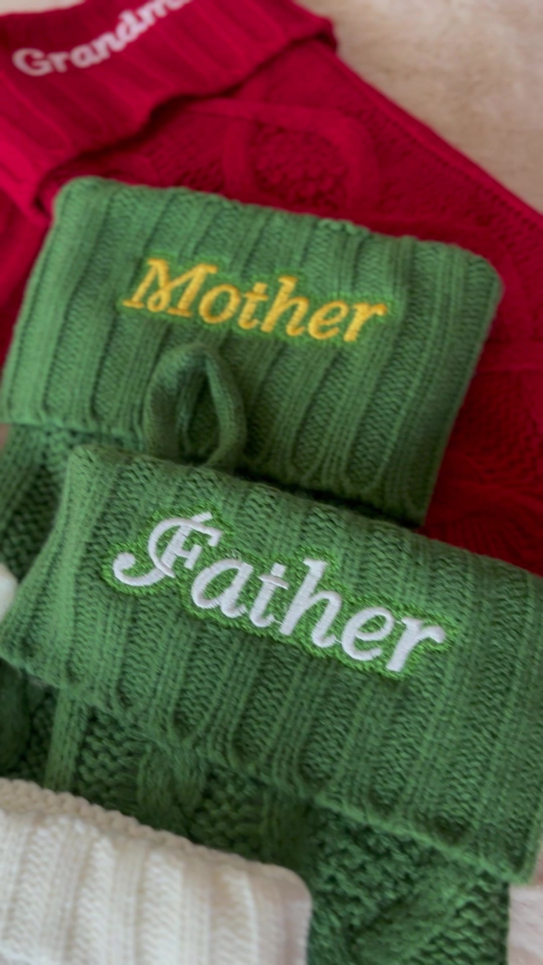 Personalized Embroidered Christmas Stocking — Cable Knit Family Stocking With Name