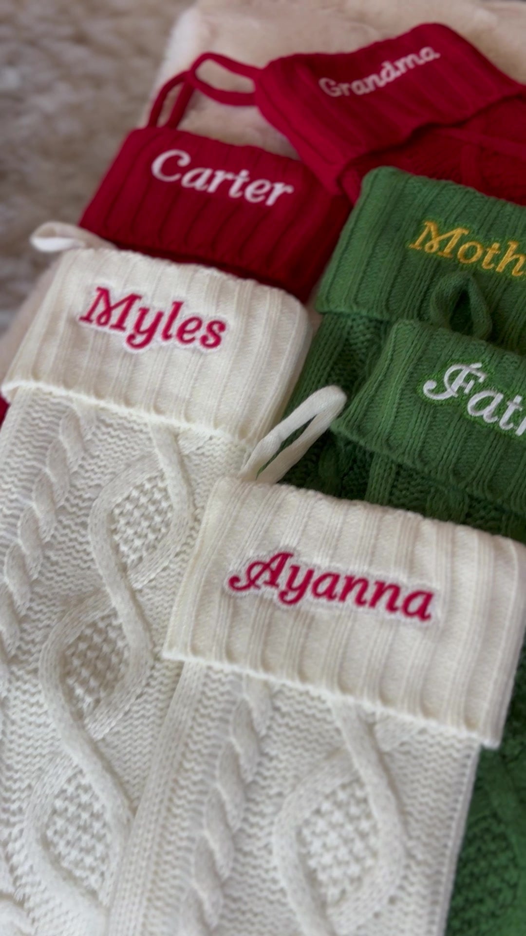 Personalized Embroidered Christmas Stocking — Cable Knit Family Stocking With Name