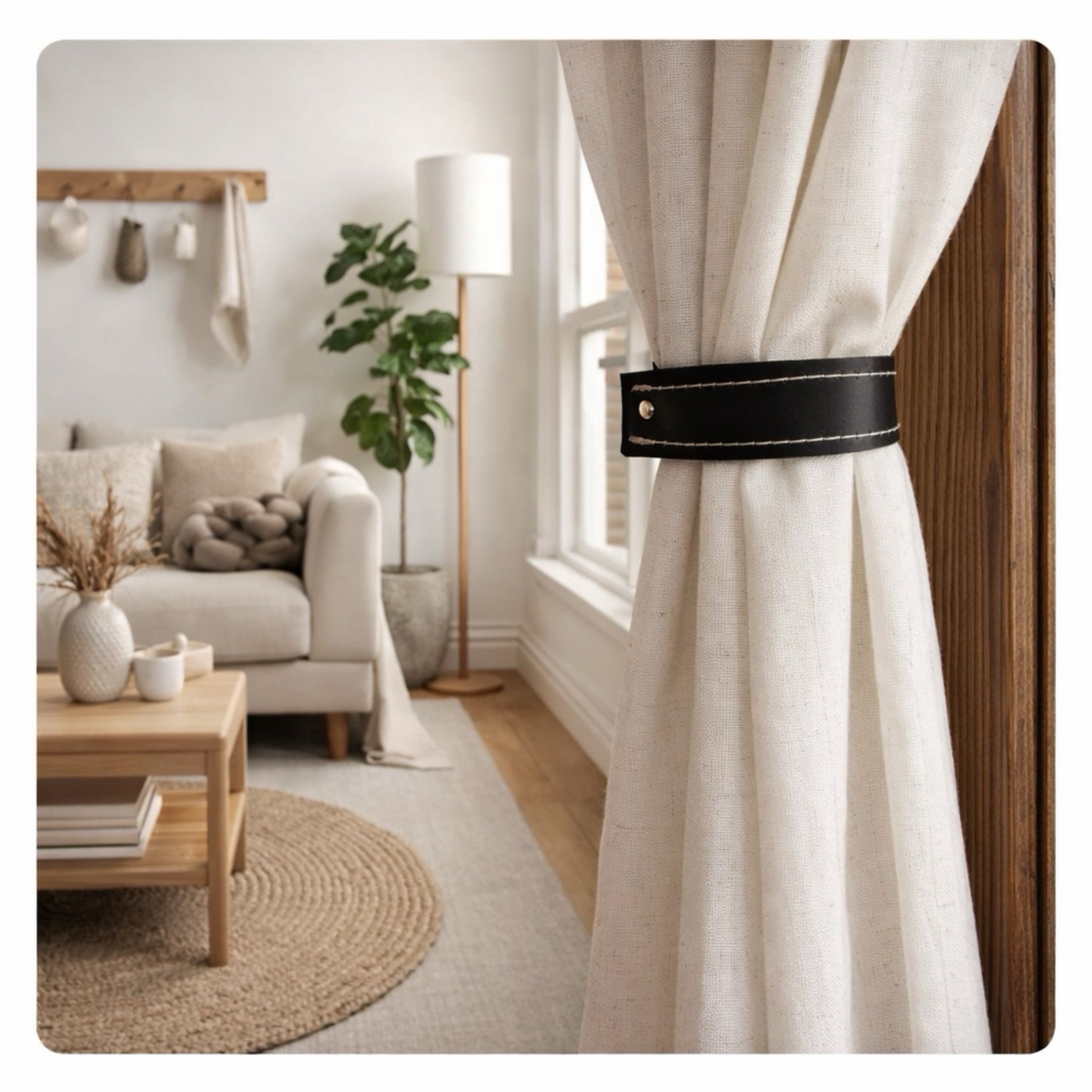 Handmade Leather Curtain Tiebacks (Pair)