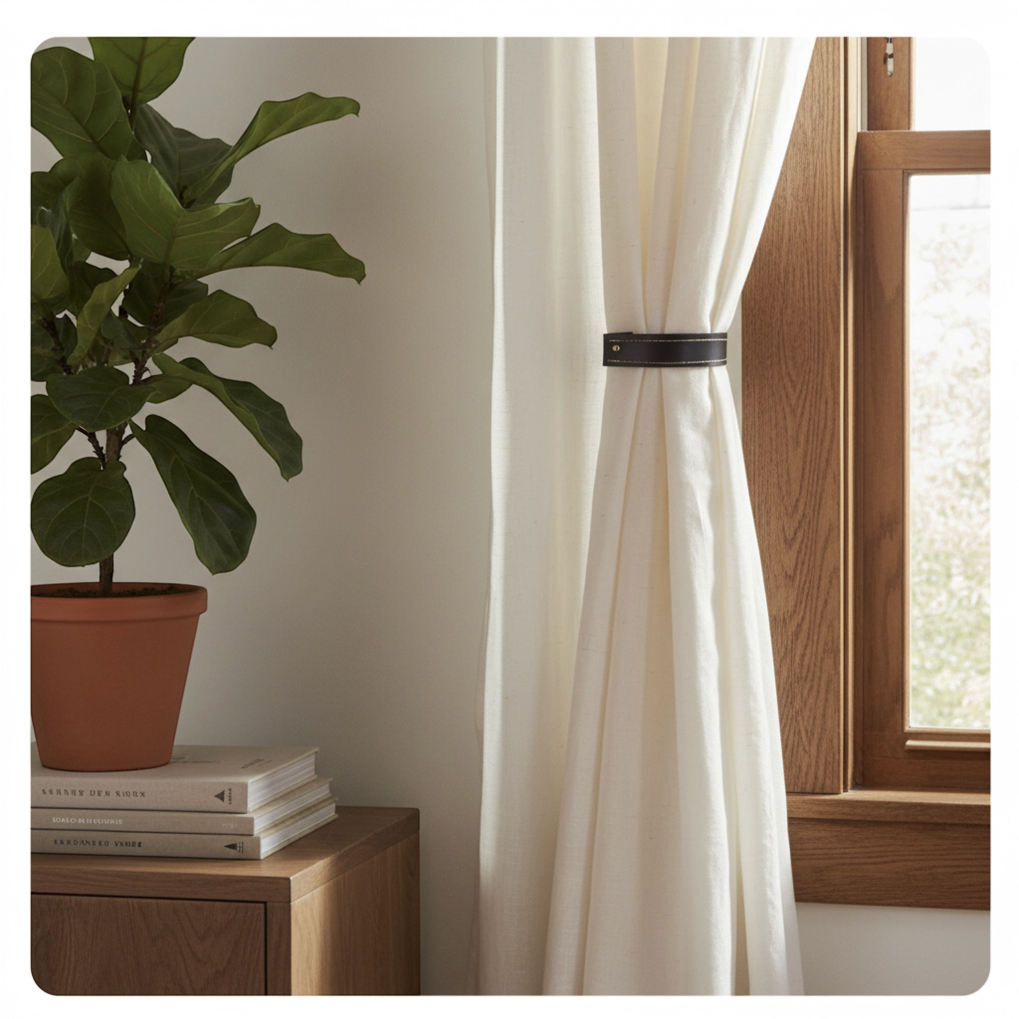 Handmade Genuine Leather Curtain Tiebacks — Artisan Home Décor, Set of 2