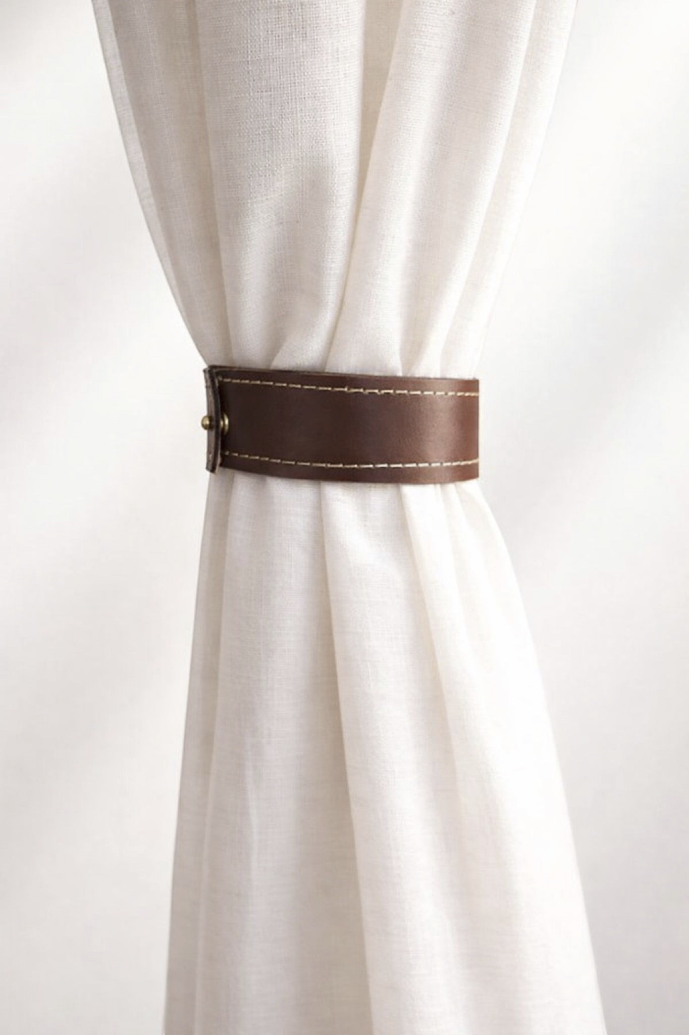 Handmade Genuine Leather Curtain Tiebacks — Artisan Home Décor, Set of 2