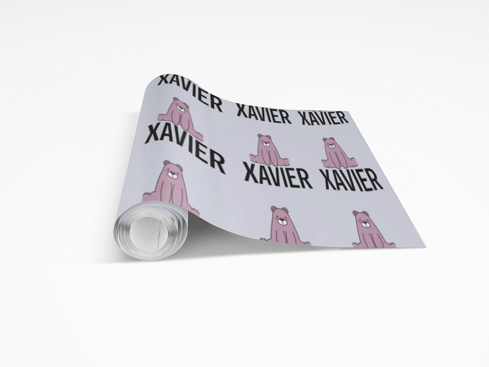 Personalized Bear-Themed Gift Wrap — Custom Name Wrapping Paper, 24" x 48"