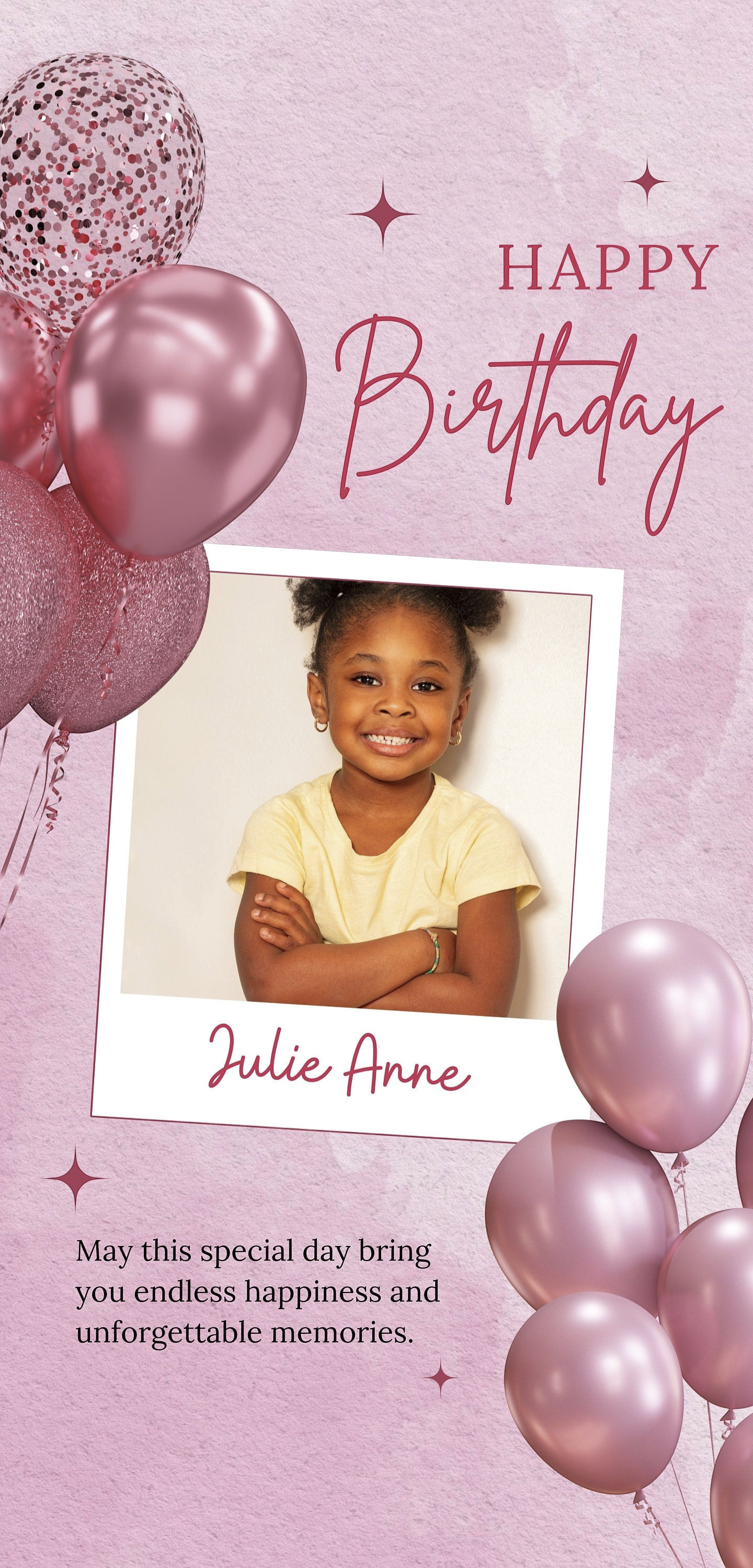 Personalized Birthday Banner for Girls — Premium Vinyl Retractable with Stand