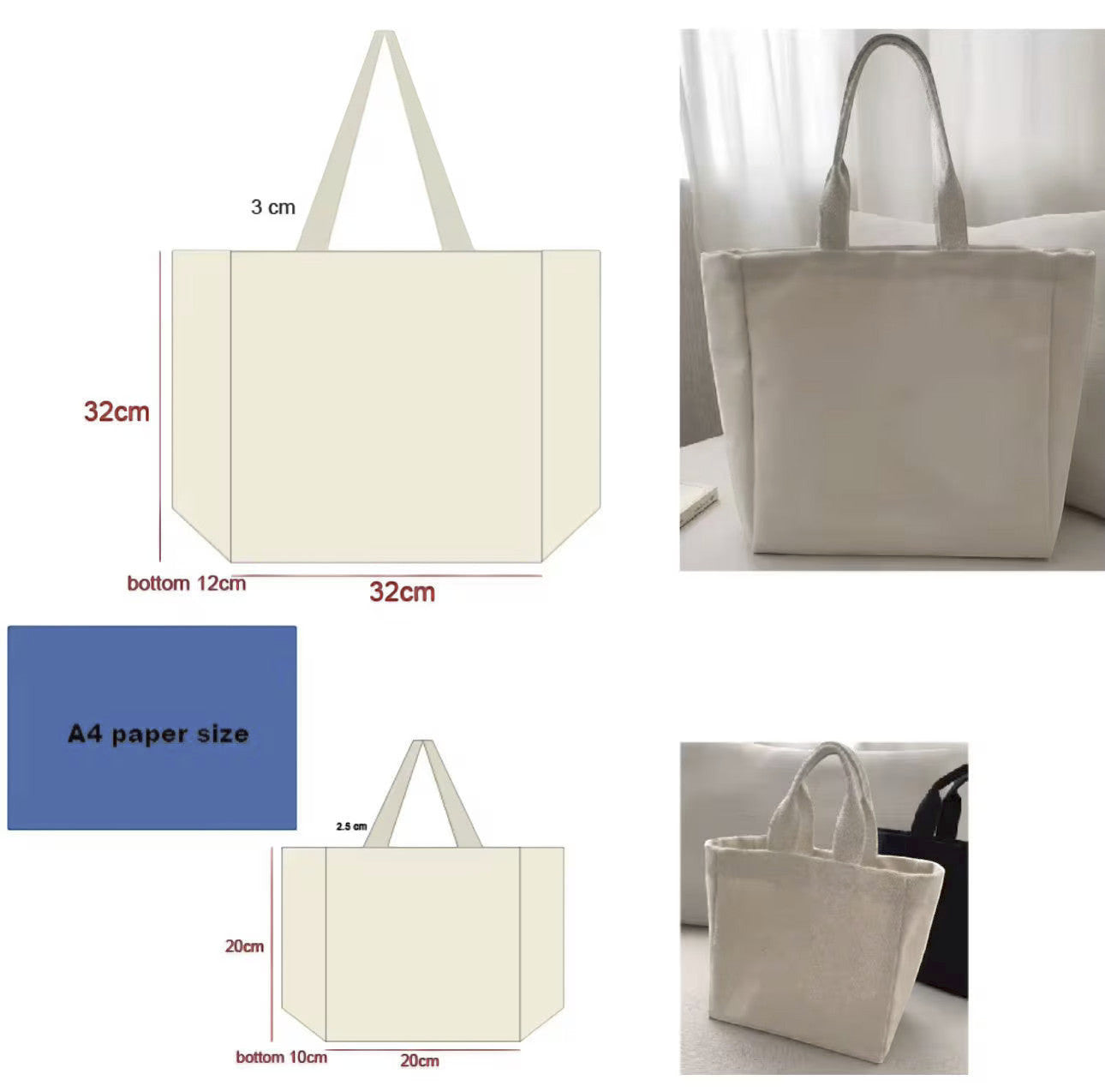 Rejecting Retail Studio cream canvas tote bag with 3D puff embroidered custom name, perfect for everyday use.