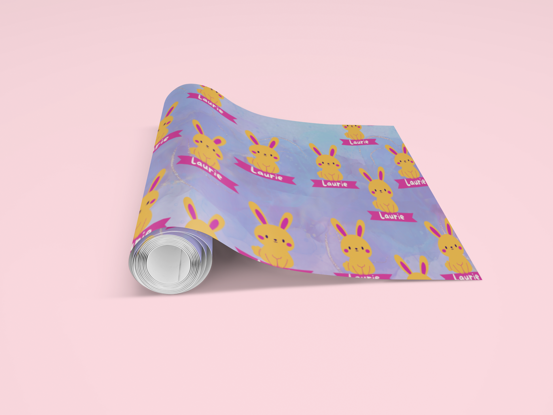 Customizable Bunny Themed Wrapping Paper | Personalized Gift Wrap with Name | 24"x48" Sheets | Perfect for Birthdays, Baby Showers, Holidays