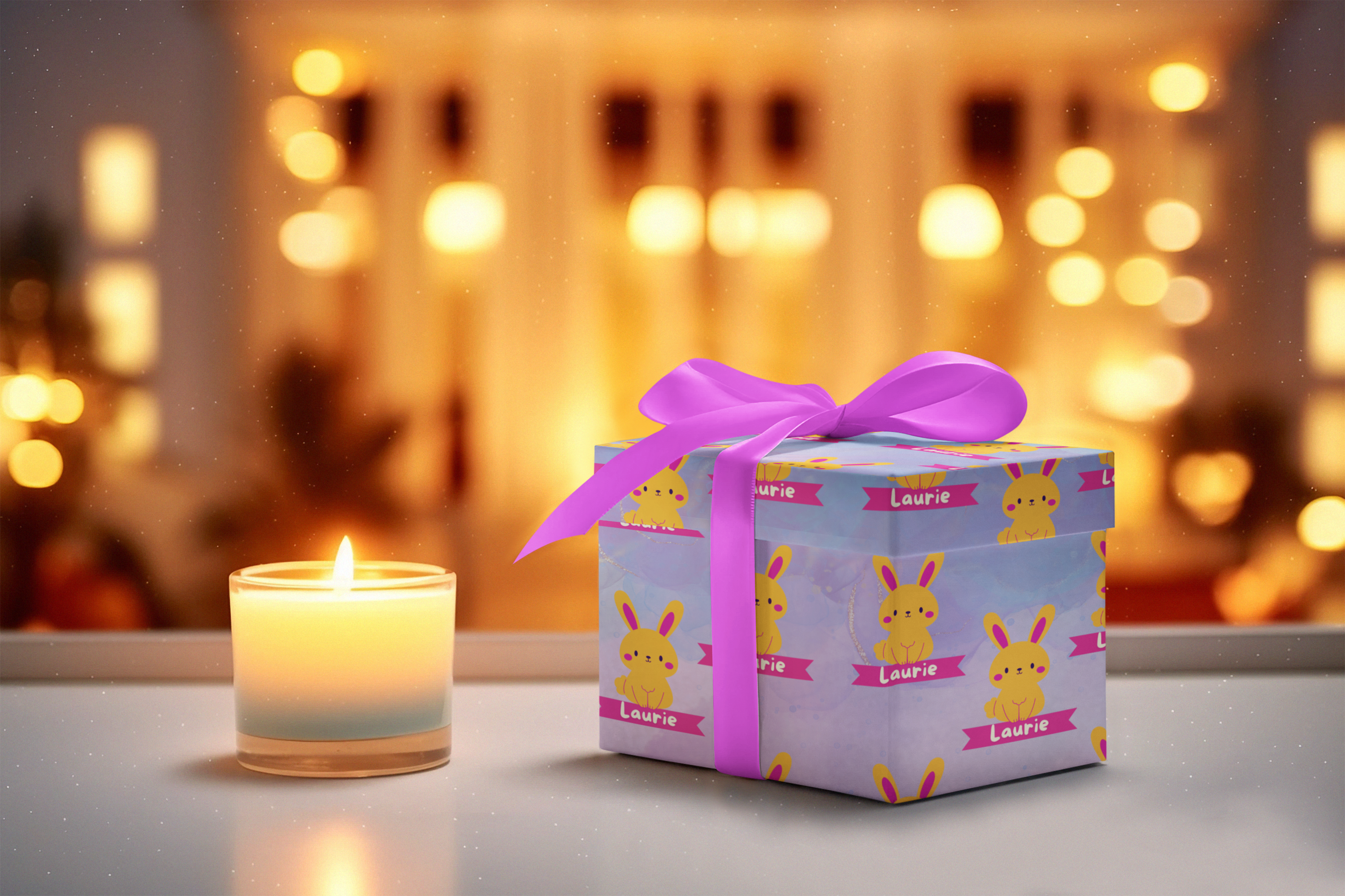 Customizable Bunny Themed Wrapping Paper | Personalized Gift Wrap with Name | 24"x48" Sheets | Perfect for Birthdays, Baby Showers, Holidays